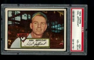 1952 Topps Hal Jeffcoat 341 Chicago Cubs High Graded Psa 4 Vintage Card