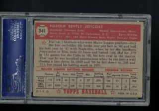 1952 Topps Hal Jeffcoat 341 Chicago Cubs HIGH Graded PSA 4 Vintage Card 2