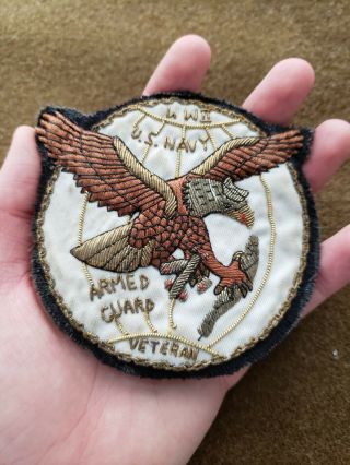Wwii Us Navy Armed Guard Veteran Bullion Badge Pin Patch