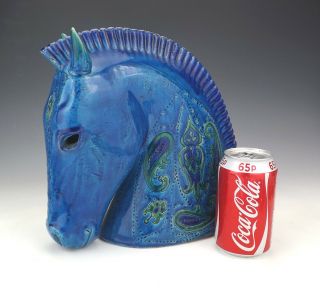 Vintage Bitossi Aldo Londi - Rimini Blu - Large Horse Head Figure - 1960 ' s 2
