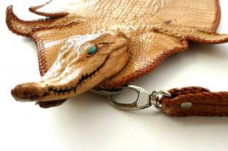 Real Crocodile Leather Cross Body Bag Tan Brown Unique Chic Rare Exotic 9531