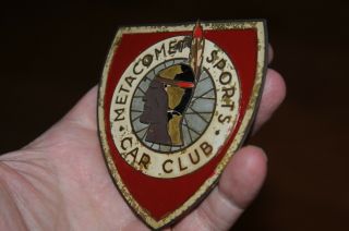 Metacomet Sports Car Club Grille Grill Badge License Plate Topper Vintage Badges