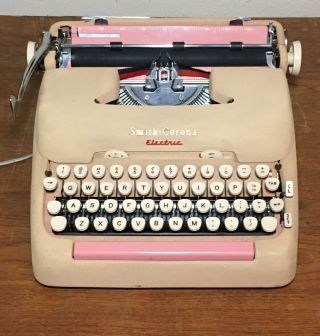 Vintage Smith Corona 5TE Electric Typewriter Pink 1950 ' s 7