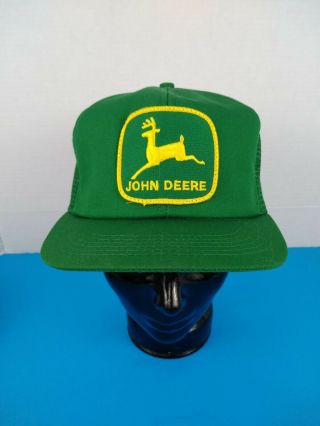 Vtg Truckers Style John Deere Green Farming Agriculture Baseball Snapback Hat