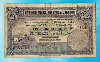 Palestine Israel 500 Mils - 1929,  Fine,  Rare.