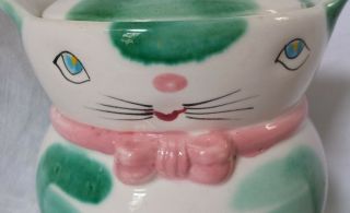 Ceramic Green Dot CAT Cookie Jar Lipper Mann Howard Holt MCM 1950s Vintage Japan 2