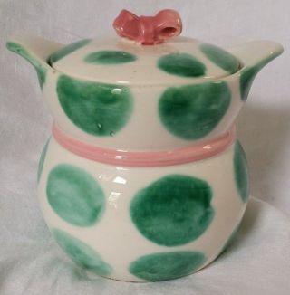 Ceramic Green Dot CAT Cookie Jar Lipper Mann Howard Holt MCM 1950s Vintage Japan 3