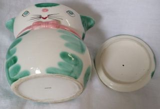 Ceramic Green Dot CAT Cookie Jar Lipper Mann Howard Holt MCM 1950s Vintage Japan 4