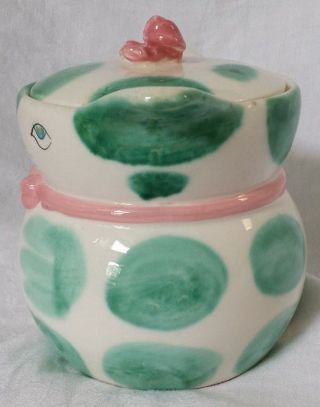 Ceramic Green Dot CAT Cookie Jar Lipper Mann Howard Holt MCM 1950s Vintage Japan 6