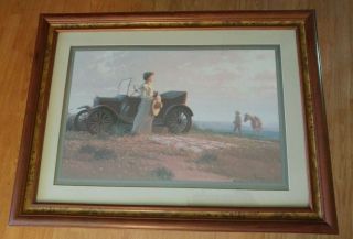 Home Interiors Vintage Woman,  Model T,  Man,  Horse Picture Bruce Greene