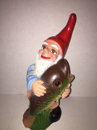 Vtg Garden Gnome With Bass Fish Zeho W Germany 12 " P1975