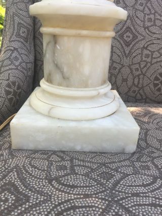 Vintage Neoclassical Italian Alabaster Carved Marble Table Lamp 22” Tall EC 2