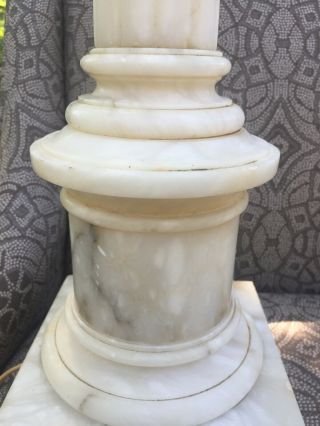 Vintage Neoclassical Italian Alabaster Carved Marble Table Lamp 22” Tall EC 3