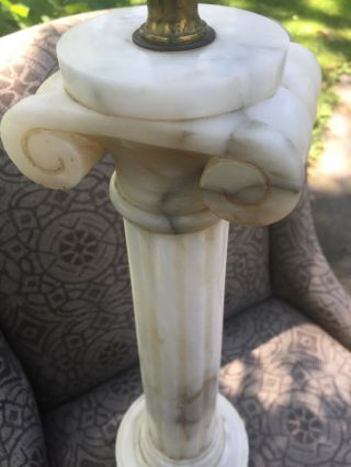 Vintage Neoclassical Italian Alabaster Carved Marble Table Lamp 22” Tall EC 7