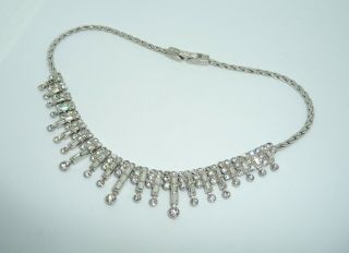 Vintage Attwood & Sawyer (a&s) Rhinestone Crystal Drop Cocktail Choker Necklace