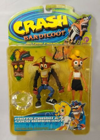 Rare Takara Crash Bandicoot Action Figure Moto Crash & Coco Bandicoot