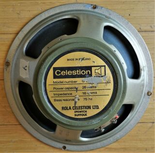 Vintage 1973 Celestion G12m 16 Ohm Speaker 25 Watt Green Back 75hz