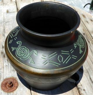 Rare Norse Pottery Arts & Crafts Circa 1910 8 " X 8 " Vase Signed