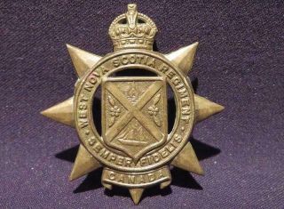 West Nova Scotia Regiment Canada Wwii Era Brass Cap Badge