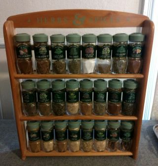 Vintage Mccormick Spice Rack Complete With 24 Jars Sage Green Lids
