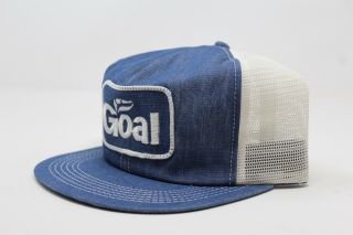 Vintage Denim Goal Farming Mesh Snapback Trucker Hat K Brand Made In Usa
