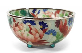 Fine Vintage Japanese Plique A Jour Floral Cloisonne Enamel Footed Bowl Japan