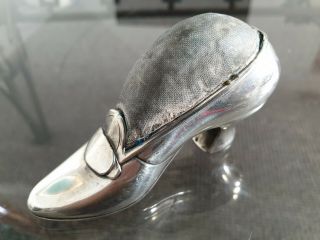 Solid Silver Edwardian Ladies Shoe Pin Cushion 1911 Birmingham Gortham & C.  O