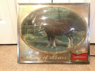 Vintage Budweiser Beer Bar Lighted Adult Baby Clydesdale Horse Bubble Light Sign