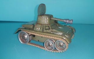 VNTG.  TANK GAMA D.  R.  G.  M TIN MILITARY TOY WIND UP GERMANY DDR GDR METAL RUBBER 3