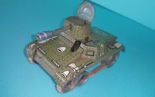 VNTG.  TANK GAMA D.  R.  G.  M TIN MILITARY TOY WIND UP GERMANY DDR GDR METAL RUBBER 5