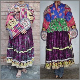 Afghan Nomad Boho Tribal Ethnic Banjara Heavy Dress 60s 70s Vintage Kuchi Dress