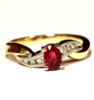14k Yellow Gold.  065ct Vs G Diamond Ruby Ring 3.  2g Estate Ladies Vintage Womens