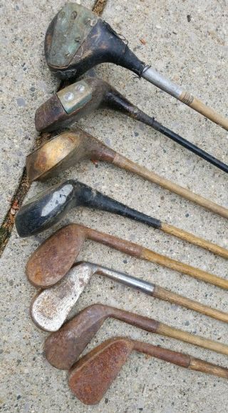 Antique Wood Golf Club Hillerich & Bradsby & 7 others RaRe vtg 4