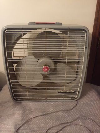 Vintage General Electric 3 Speed Reversible 20 " Metal Box Fan With Thermostat