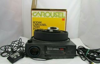 Vintage Kodak Carousel 750h Slide Projector W/ Remote & Tray Fully