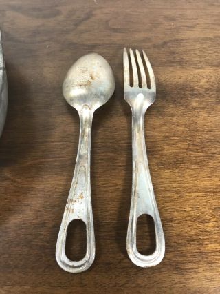 WWII US Army M.  A.  CO.  Mess Kit W/ Fork And Spoon Dated 1942 4