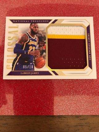 Lebron James 2018 - 19 National Treasures Gold Colossal Patch 5/10  2