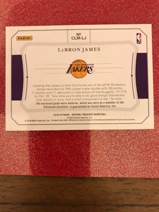 Lebron James 2018 - 19 National Treasures Gold Colossal Patch 5/10  3