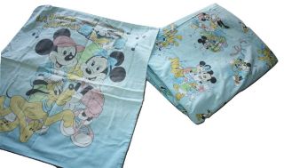Vintage Disney Cti Minnie Mickey Pluto Daisy Duvet Cover,  Pillowcase Twin Bed