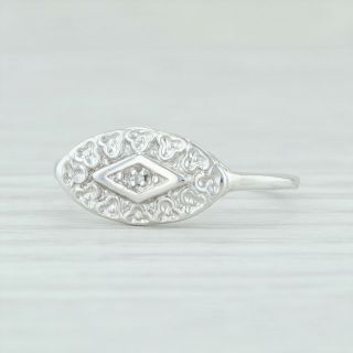Vintage Diamond Princess Ring - 10k White Gold Size 7.  5 Flower Halo Floral