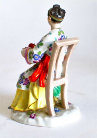 MEISSEN RARE FIGURINE CHINESE LADY & WITH TRAY OF PEARS MODEL NO:2645 6