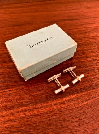 Vintage Tiffany & Co.  Sterling Silver & 14k Gold Cufflinks: No Monogram