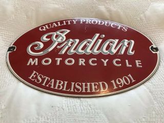 Vintage Indian Motorcycles Porcelain Sign,  Dealership,  Gas,  Oil,  Pump Plate