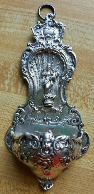 Antique German Solid Silver 800 Quality Water Font Catholic Christianity 33.  7g
