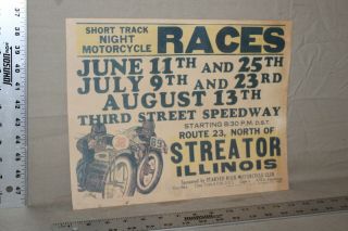 Rare Vintage Short Track Races Motorcycle Streator Illinois Speedway Indian Bike