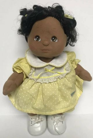 Vintage 1985 Mattel My Child Doll African American Brown Eyes Yellow Dress