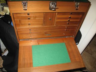 H.  Gerstner & Sons W42 WOODEN TOOL CHEST vintage tool storage 11 drawers 5