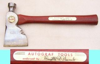 Vintage Near Plumb Autograf Tools Hatchet Axe With Head,  Handle Decals