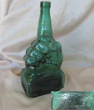 1930s Vintage German Art Deco Green Glass Hand Shaped Bottle Zeigefinger V.  Rare