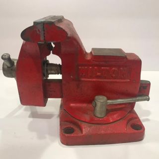 Vintage Wilton Bench Vise Swivel Base Red 3 1/2 " Jaw Width 3 " Jaw Opening Anvil